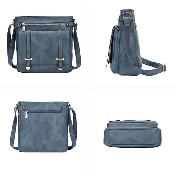 Vegan Leather Crossbody Bag - Chic, Multi-Pocket, Versatile & Stylish - Picture 4 of 7